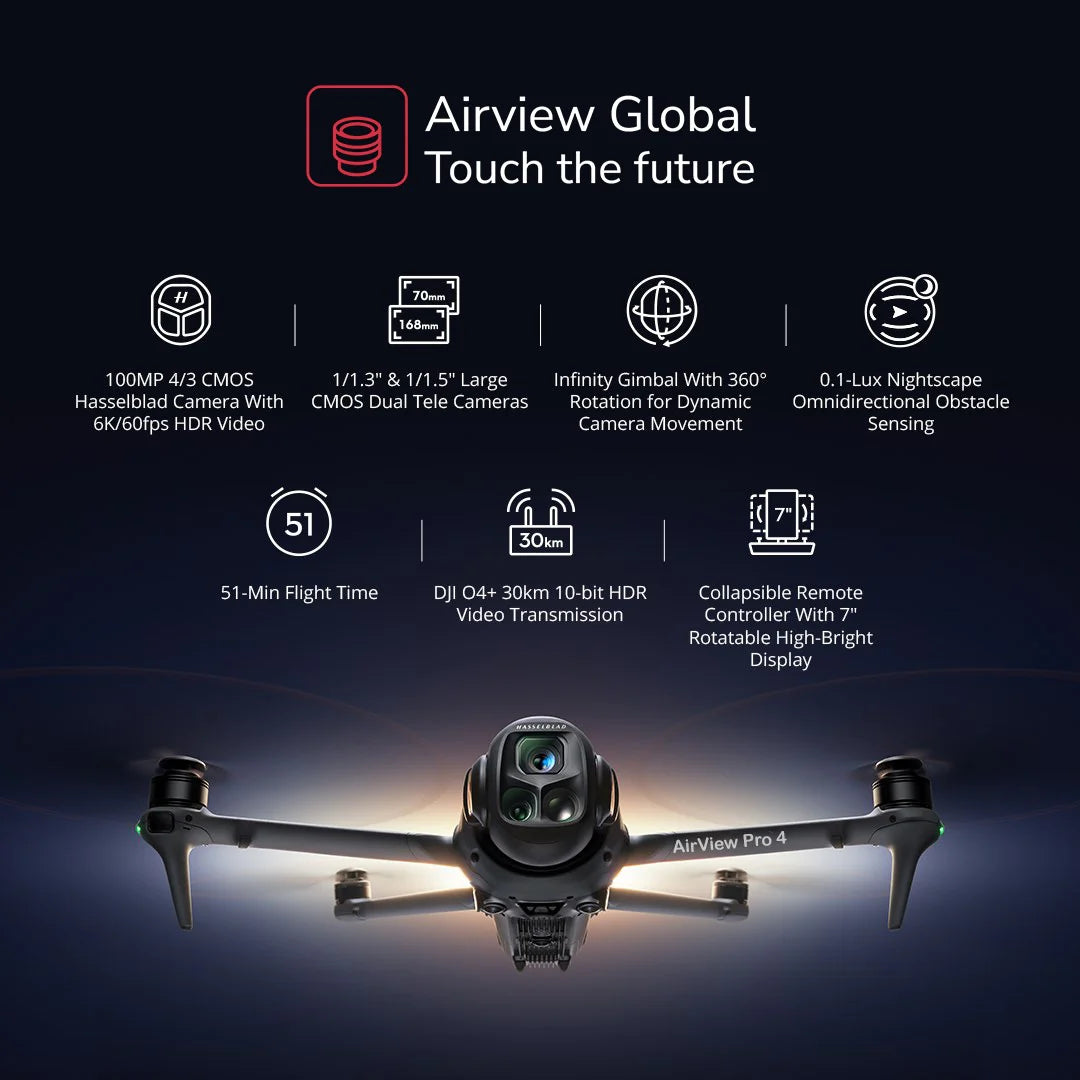 AirView Pro 4 neste generasjon: Trippelkameradrone for nybegynnere og filming på profesjonelt nivå